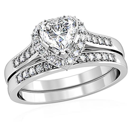 HEART CZ WEDDING RING SET-2 RINGS-size 6